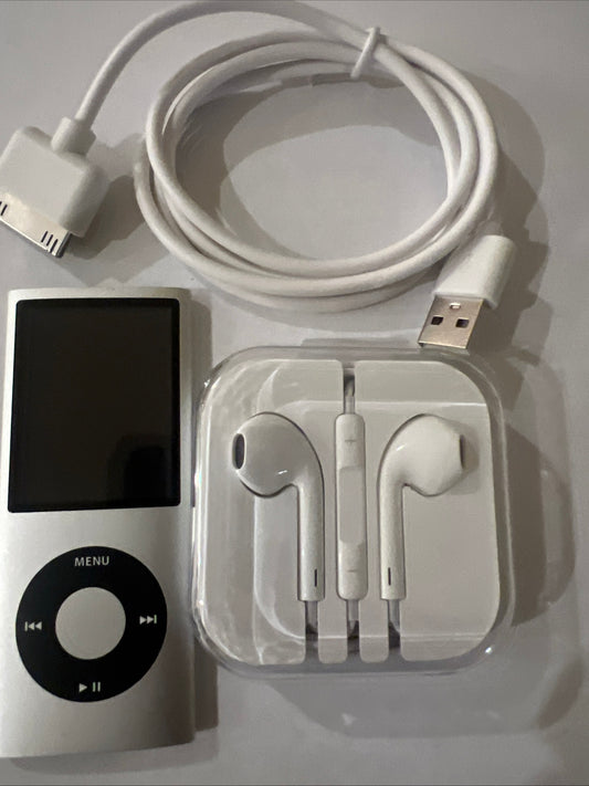 Apple iPod Nano 4th Generation, 16GB, Silver, New Battery Installed.
